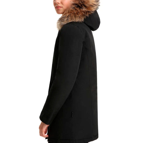 Woolrich Parka medio Parka Donna Artic Racoon con cappuccio Nero - Francavilla Moda